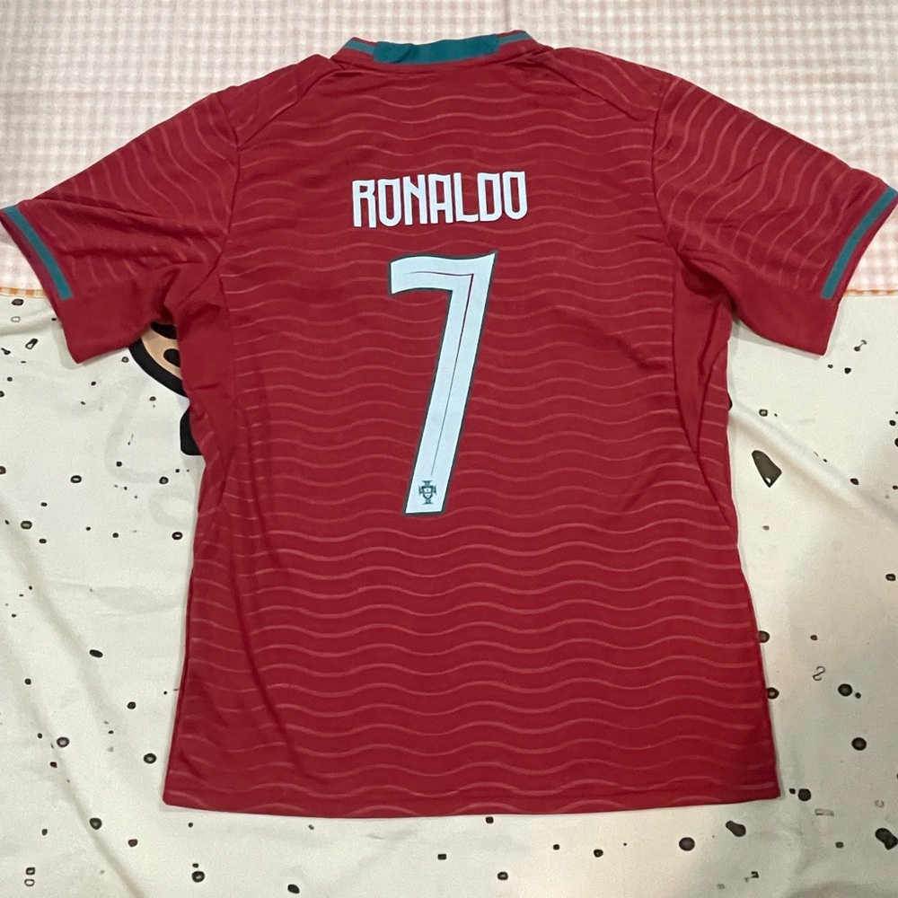 Puma Red Portugal Soccer Jersey with Green Trim and White Accents - Picture 9 of 11